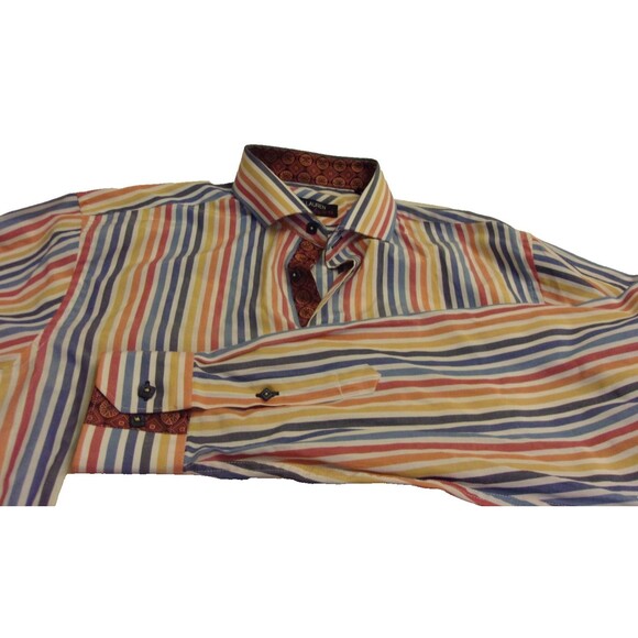 Max Lauren by Brio Striped Button Down Shirt Size L 16.5/17 Cotton Blend - Picture 3 of 5